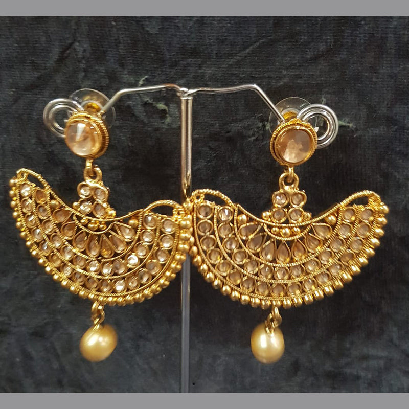 Shreeji Gold Plated Crystal Stone Dangler Earrings