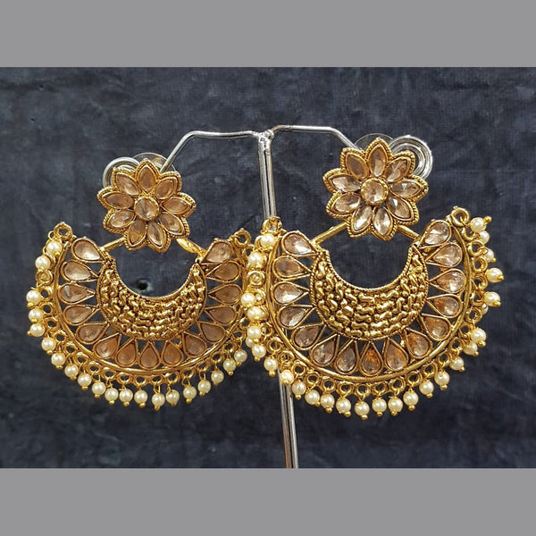 Shreeji Gold Plated Crystal Stone Dangler Earrings