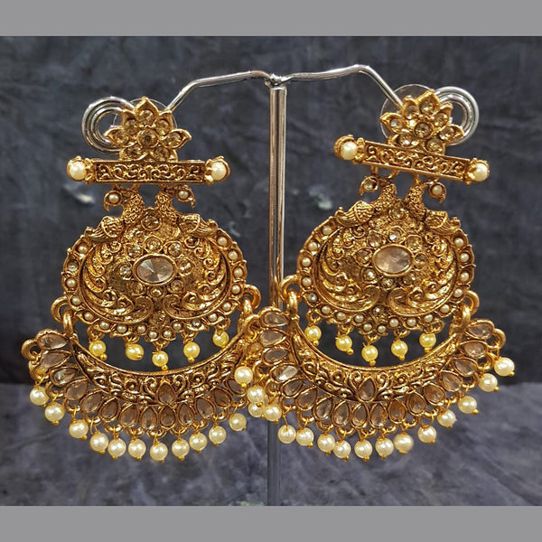 Shreeji Gold Plated Crystal Stone Dangler Earrings