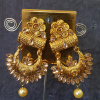 Shreeji Gold Plated Crystal Stone Dangler Earrings