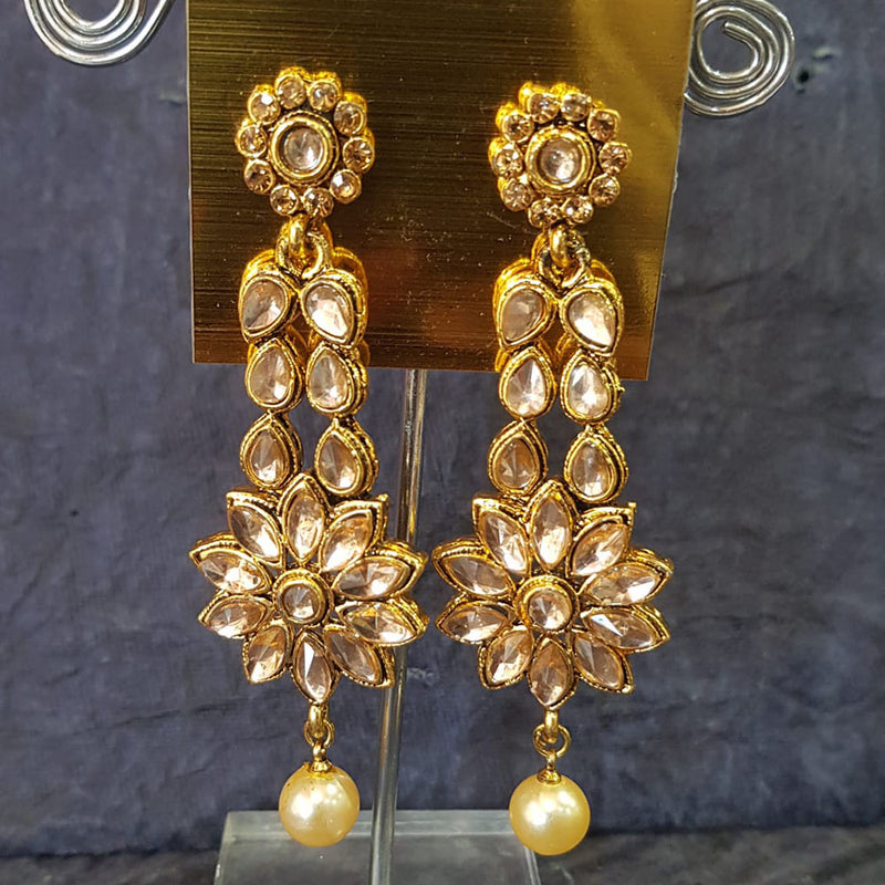 Shreeji Gold Plated Crystal Stone Dangler Earrings