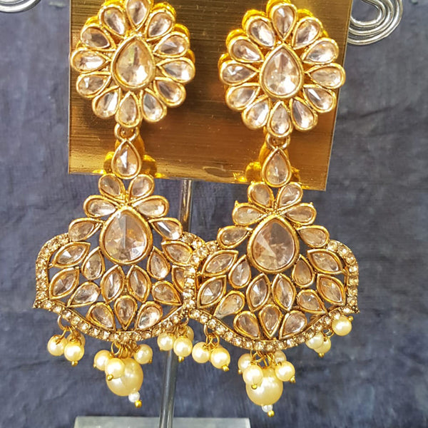 Shreeji Gold Plated Crystal Stone Dangler Earrings