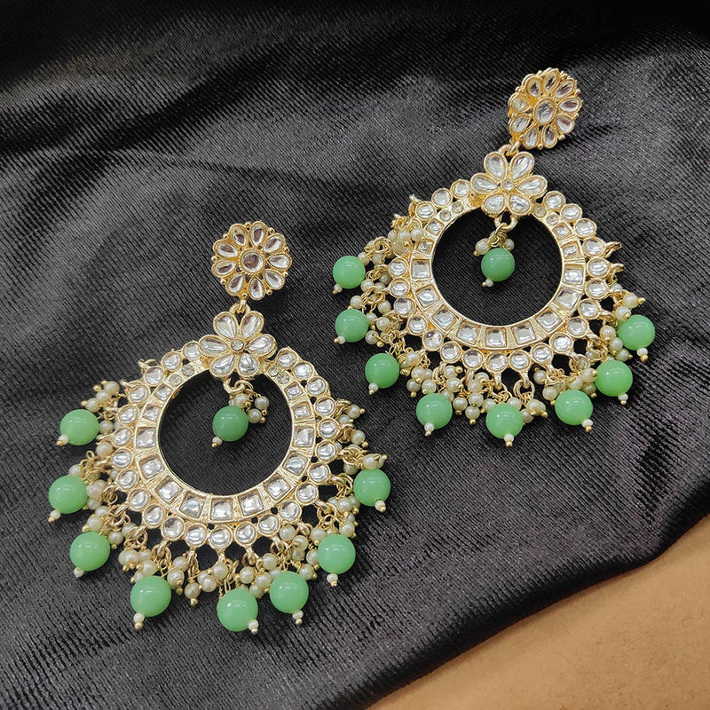 Bhavi Jewels Gold Plated Kundan Stone And Beads Dangler Earrings