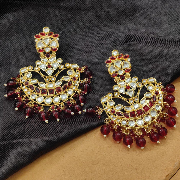 Darshana Jewels Gold Plated Kundan Stone And Beads Dangler Earrings