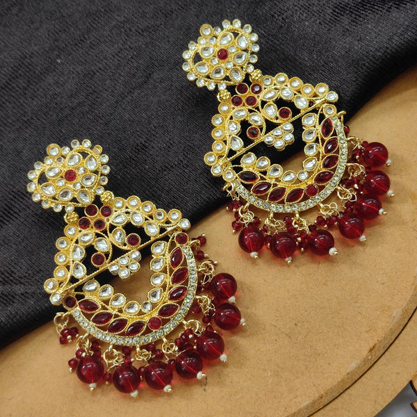 Darshana Jewels Gold Plated Kundan Stone And Beads Dangler Earrings