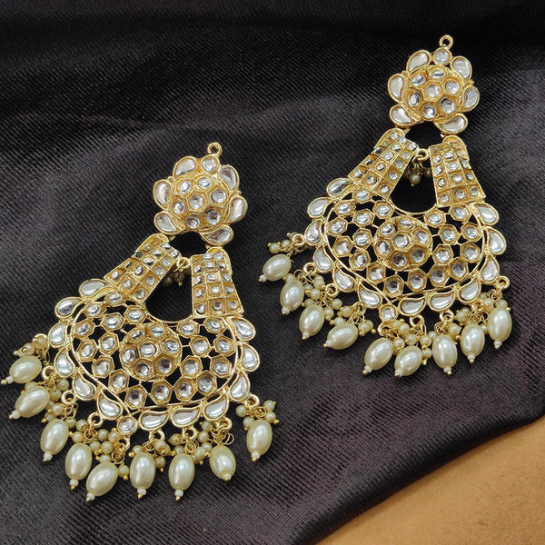 Darshana Jewels Gold Plated Kundan Stone And Beads Dangler Earrings