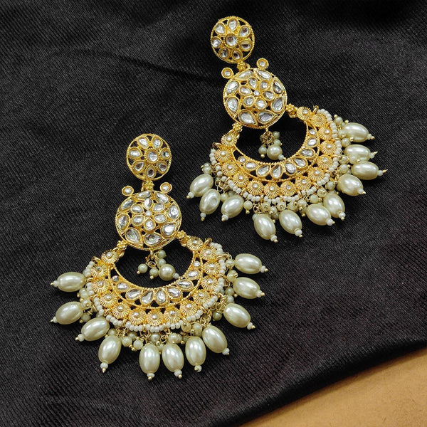 Darshana Jewels Gold Plated Kundan Stone And Beads Dangler Earrings