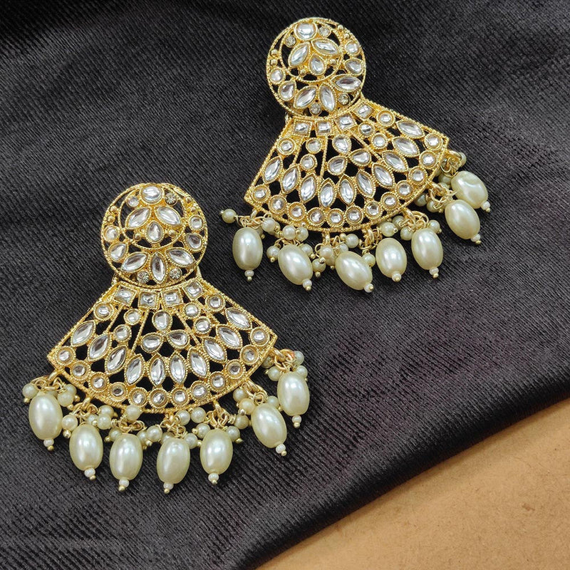 Darshana Jewels Gold Plated Kundan Stone And Beads Dangler Earrings