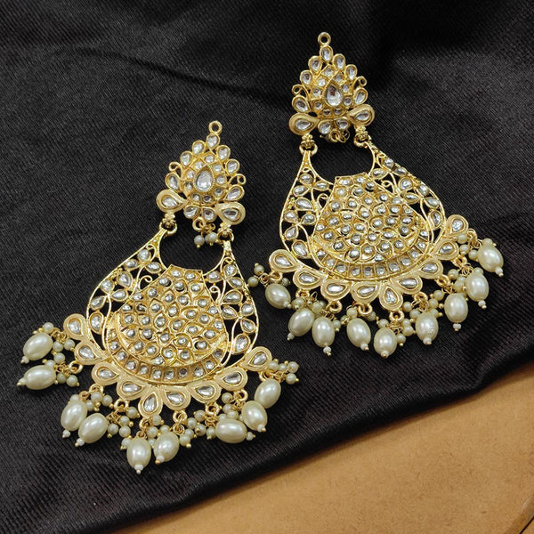 Darshana Jewels Gold Plated Kundan Stone And Beads Dangler Earrings