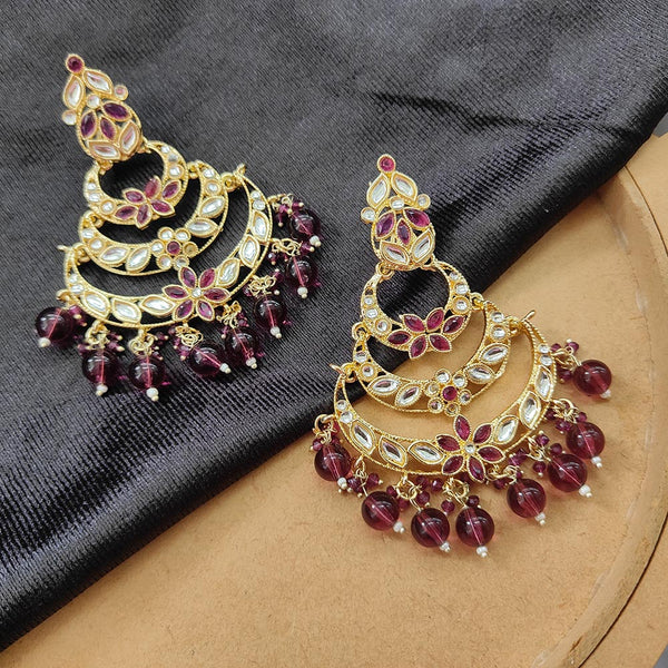 Darshana Jewels Gold Plated Kundan Stone And Beads Dangler Earrings