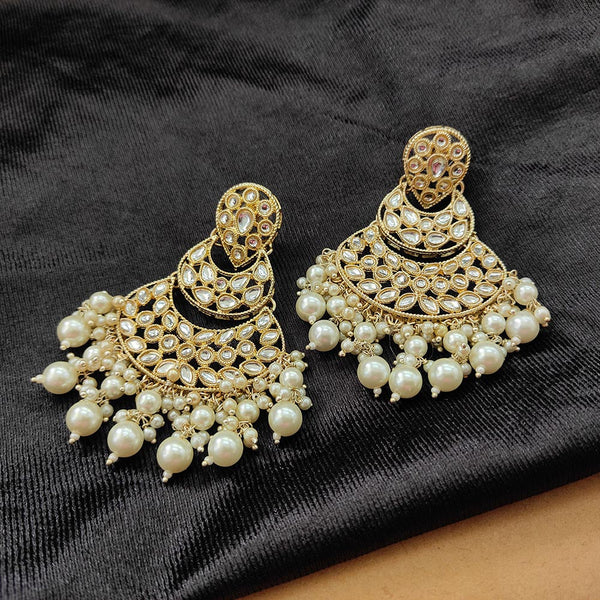 Bhavi Jewels Gold Plated Kundan Stone And Beads Dangler Earrings