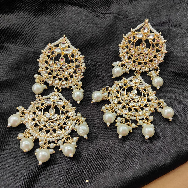 Darshana Jewels Gold Plated Kundan Stone And Beads Dangler Earrings