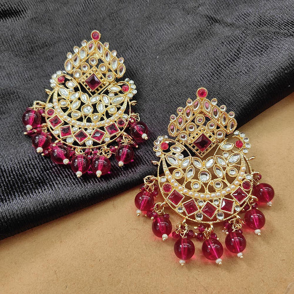 Darshana Jewels Gold Plated Kundan Stone And Beads Dangler Earrings