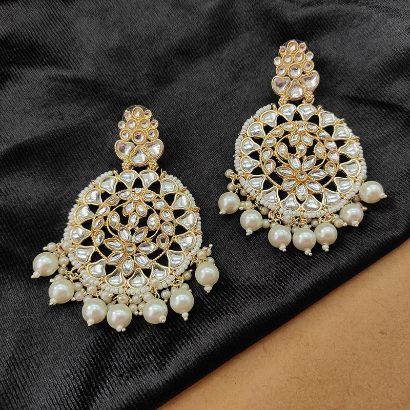 Darshana Jewels Gold Plated Kundan Stone And Beads Dangler Earrings