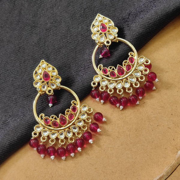 Darshana Jewels Gold Plated Kundan Stone And Beads Dangler Earrings