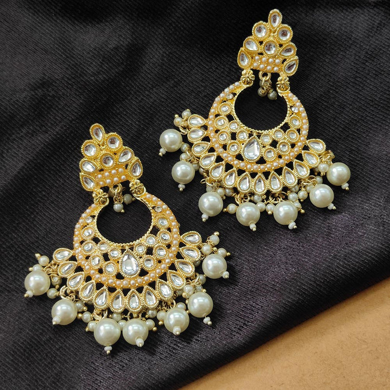 Darshana Jewels Gold Plated Kundan Stone And Beads Dangler Earrings