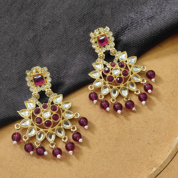 Darshana Jewels Gold Plated Kundan Stone And Beads Dangler Earrings