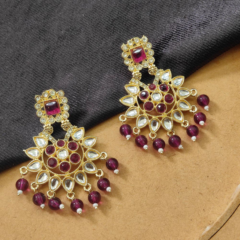 Darshana Jewels Gold Plated Kundan Stone And Beads Dangler Earrings