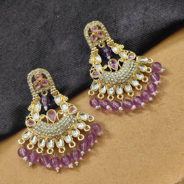 Darshana Jewels Gold Plated Kundan Stone And Beads Dangler Earrings