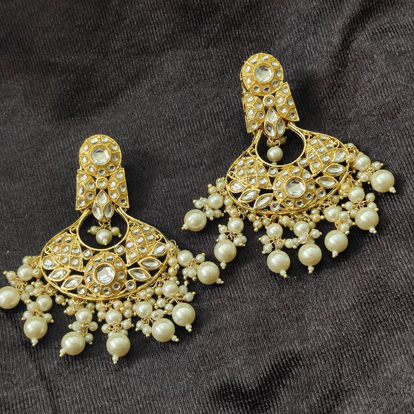 Darshana Jewels Gold Plated Kundan Stone And Beads Dangler Earrings