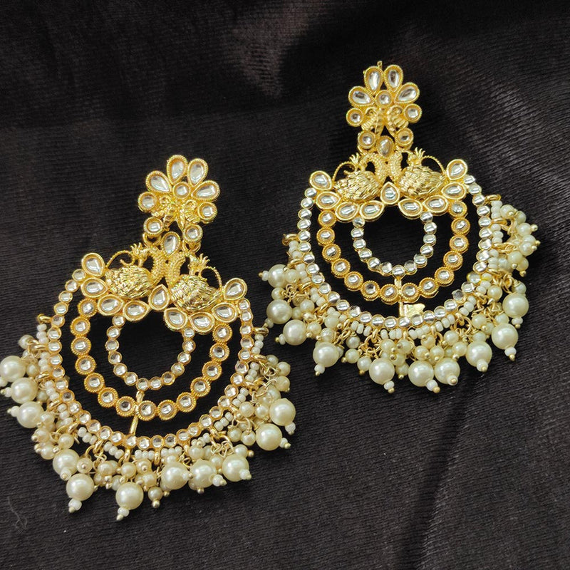 Bhavi Jewels Gold Plated Kundan Stone And Beads Dangler Earrings