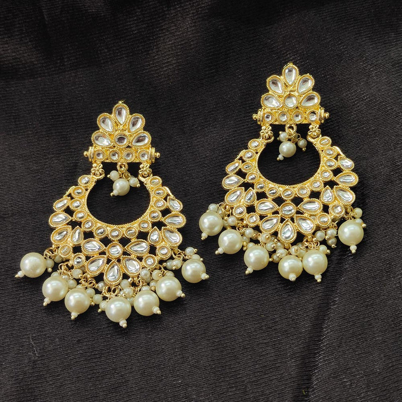 Bhavi Jewels Gold Plated Kundan Stone And Beads Dangler Earrings