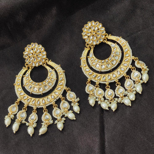 Darshana Jewels Gold Plated Kundan Stone And Beads Dangler Earrings