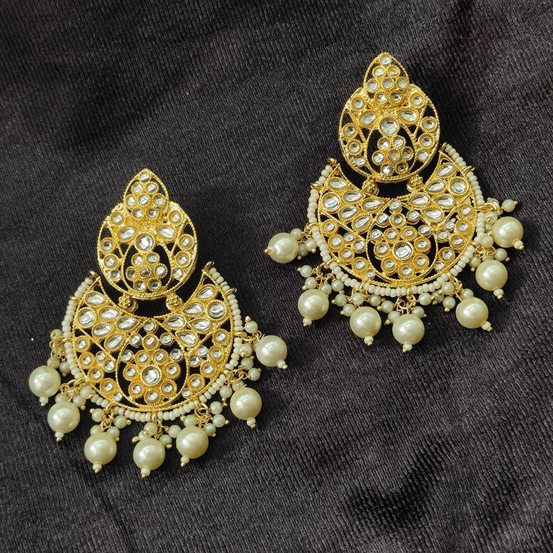 Darshana Jewels Gold Plated Kundan Stone And Beads Dangler Earrings