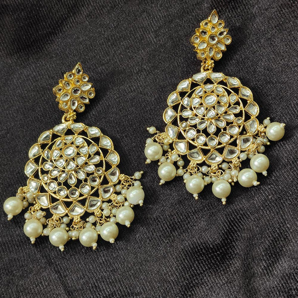 Darshana Jewels Gold Plated Kundan Stone And Beads Dangler Earrings