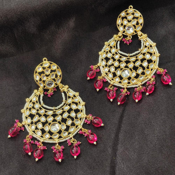 Darshana Jewels Gold Plated Kundan Stone And Beads Dangler Earrings