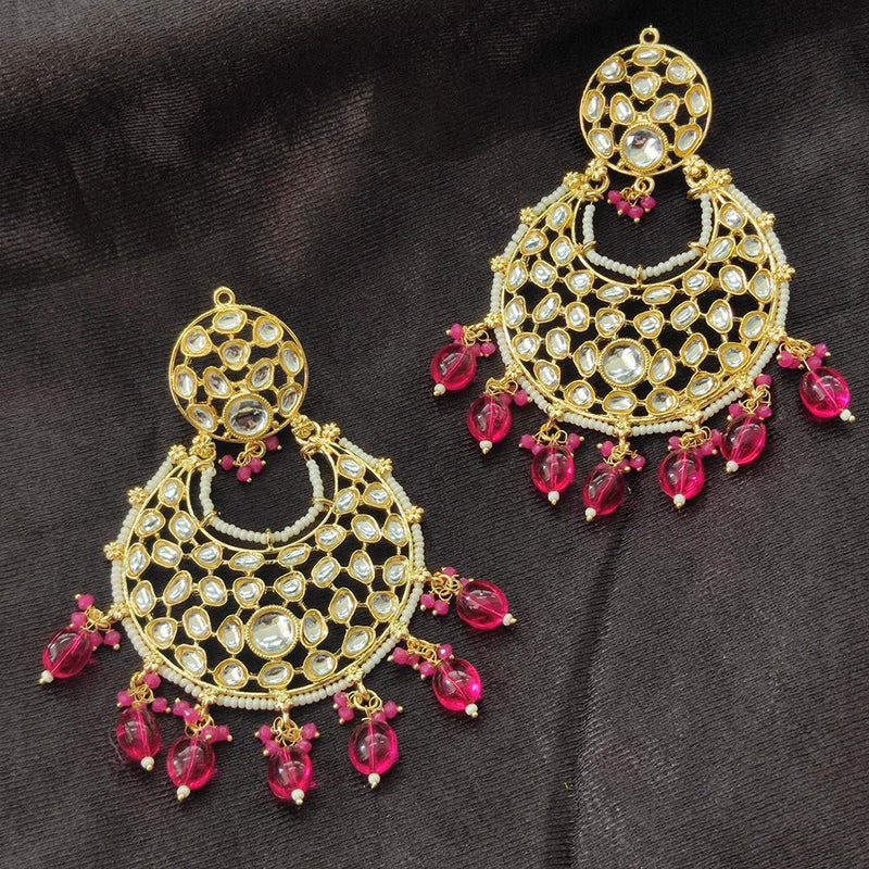 Bhavi Jewels Gold Plated Kundan Stone And Beads Dangler Earrings