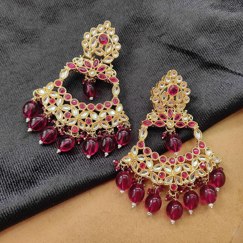 Darshana Jewels Gold Plated Kundan Stone And Beads Dangler Earrings