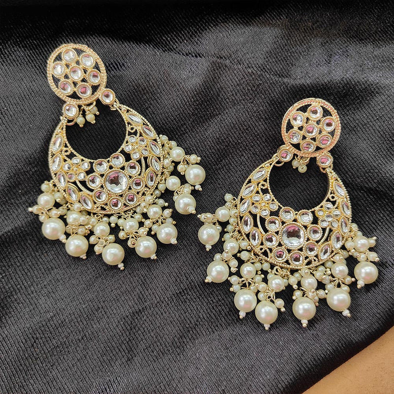 Darshana Jewels Gold Plated Kundan Stone And Beads Dangler Earrings