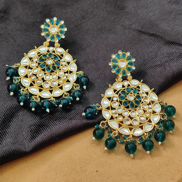 Darshana Jewels Gold Plated Kundan Stone And Beads Dangler Earrings