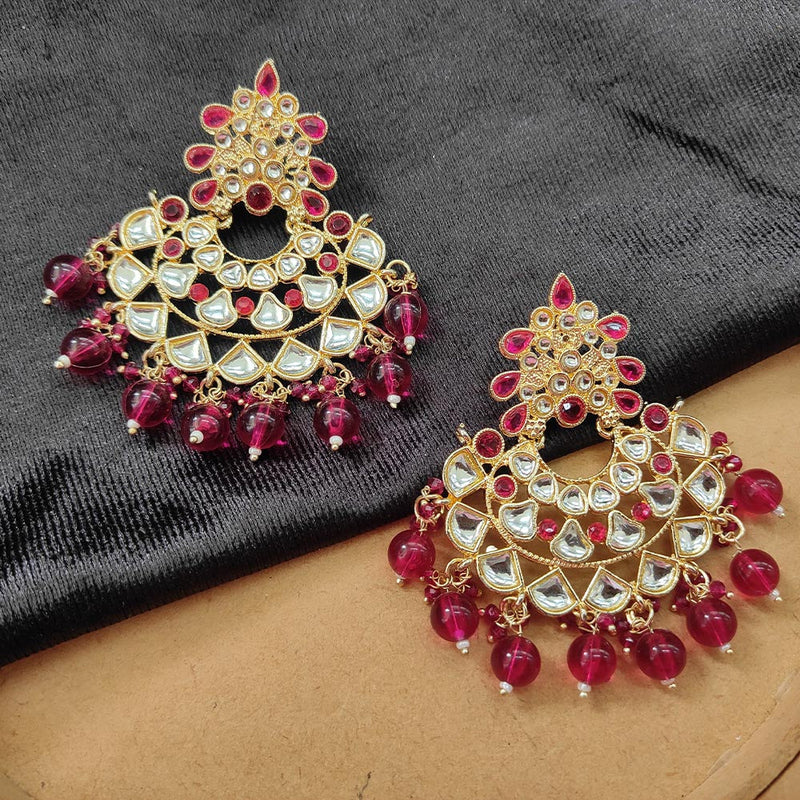 Darshana Jewels Gold Plated Kundan Stone And Beads Dangler Earrings