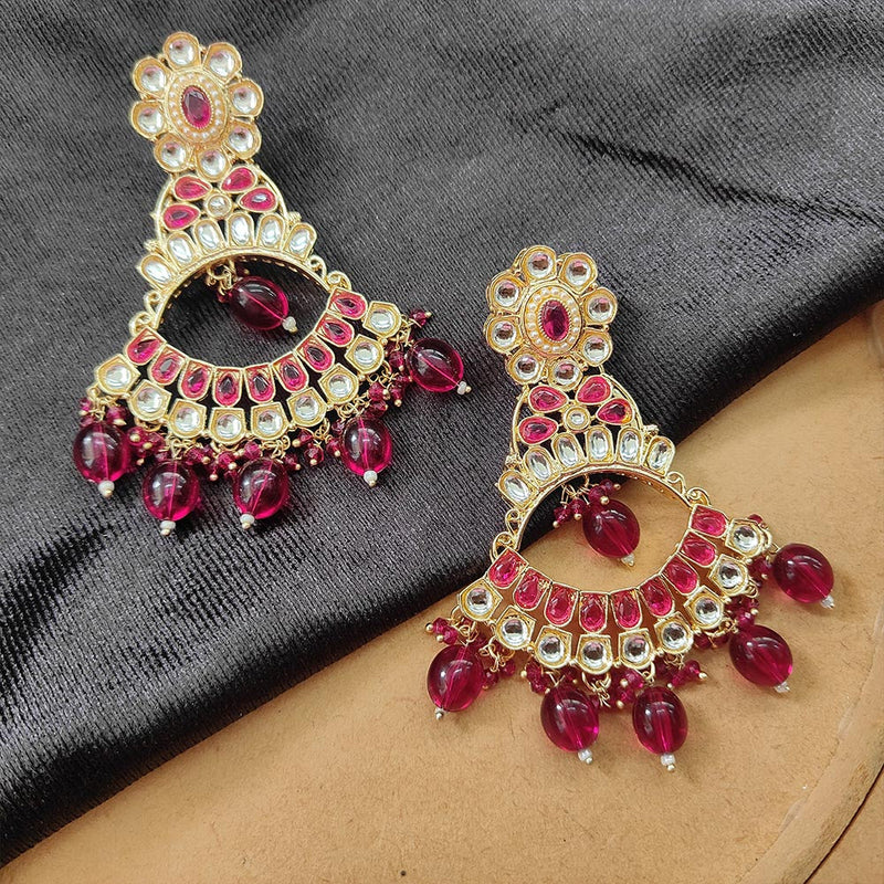 Bhavi Jewels Gold Plated Kundan Stone And Beads Dangler Earrings