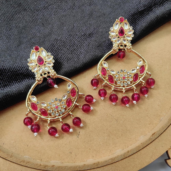 Darshana Jewels Gold Plated Kundan Stone And Beads Dangler Earrings