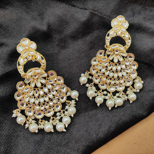 Darshana Jewels Gold Plated Kundan Stone And Beads Dangler Earrings