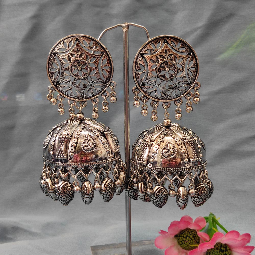 Darshana Jewels Oxidised  Plated Jhumki Earrings