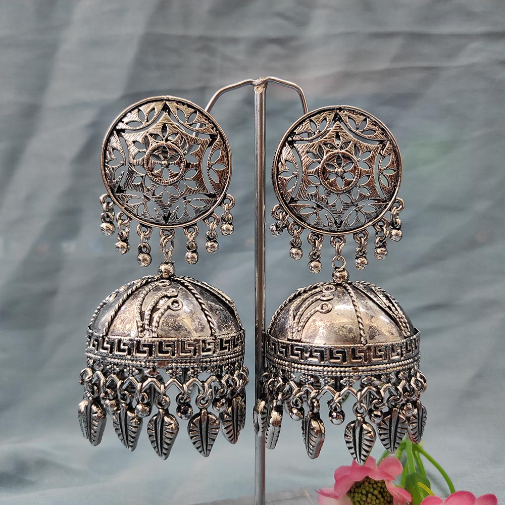 Darshana Jewels Oxidised  Plated Jhumki Earrings