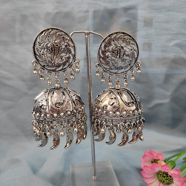 Bhavi Jewels Oxidised  Plated Jhumki Earrings