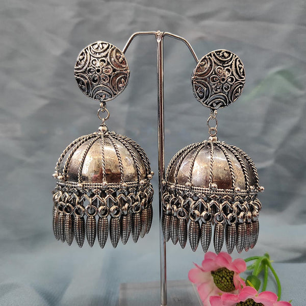 Bhavi Jewels Oxidised  Plated Jhumki Earrings