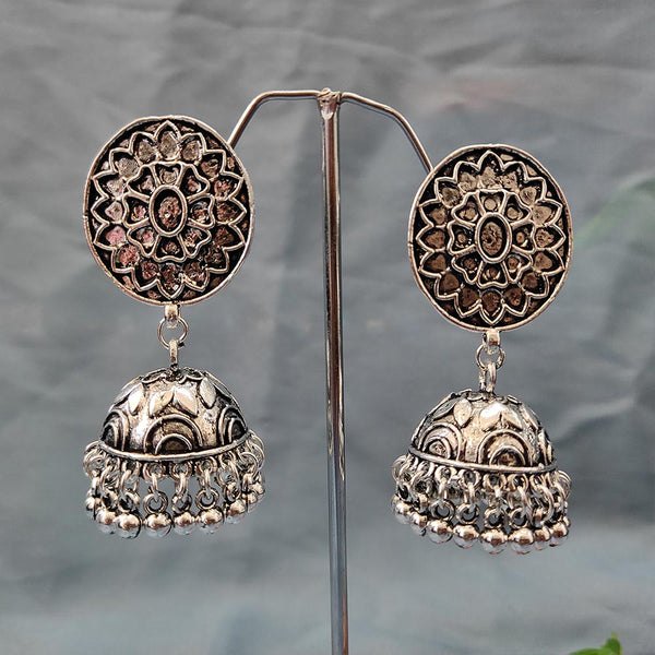 Bhavi Jewels Oxidised  Plated Jhumki Earrings