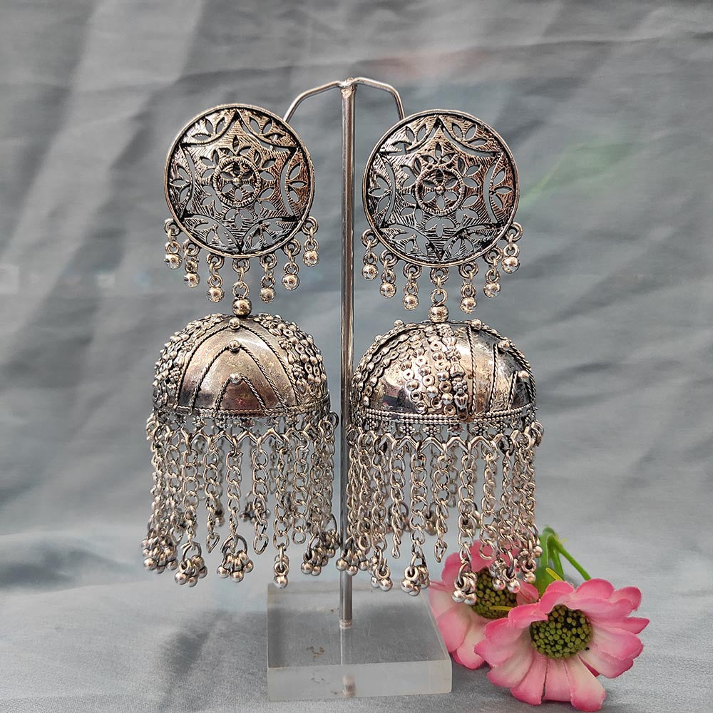 Darshana Jewels Oxidised  Plated Jhumki Earrings