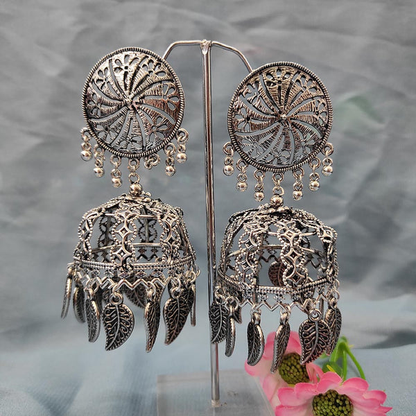 Bhavi Jewels Oxidised  Plated Jhumki Earrings