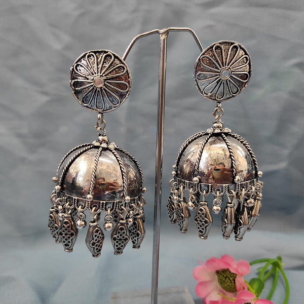 Bhavi Jewels Oxidised  Plated Jhumki Earrings