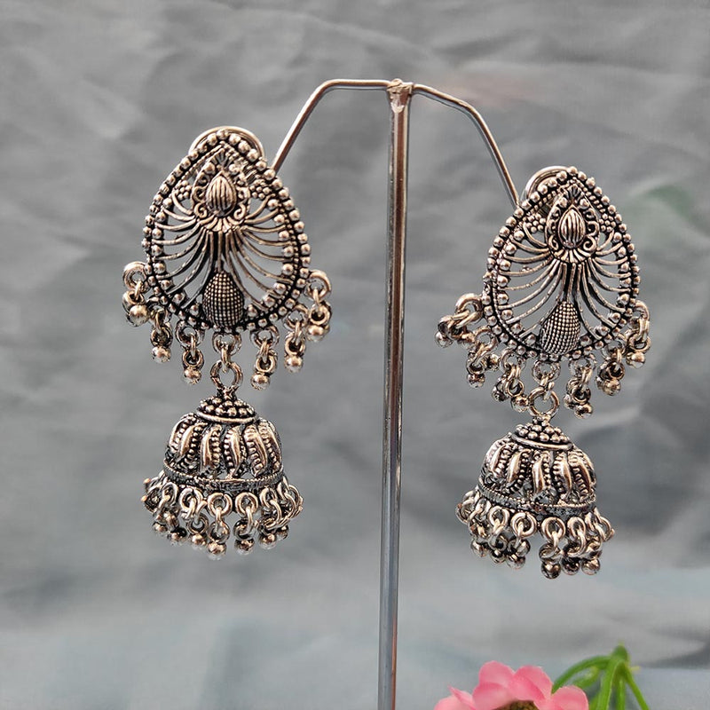 Darshana Jewels Oxidised  Plated Jhumki Earrings