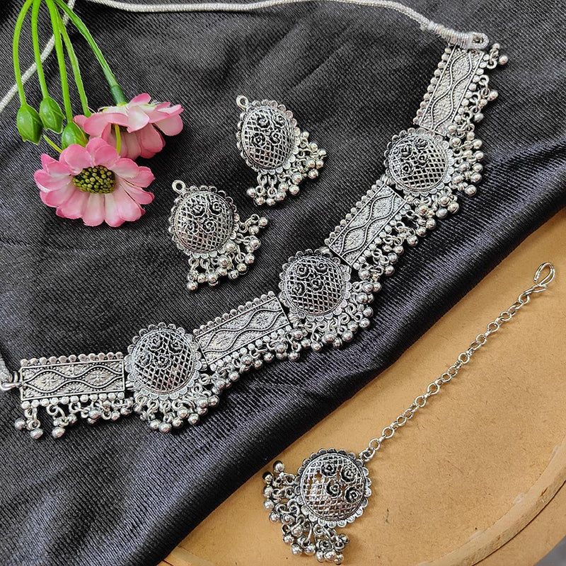 Darshana Jewels Oxidised  Plated Necklace Set