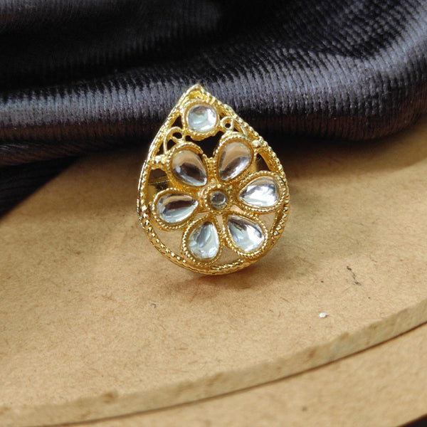 Darshana Jewels Gold Plated Kundan Stone Finger Ring