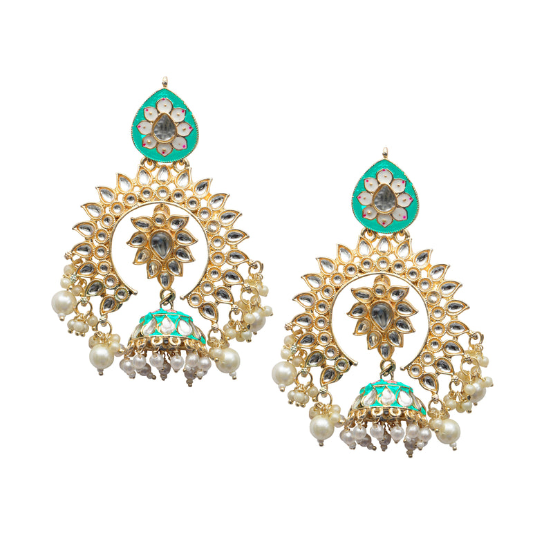 Darshana Jewels Gold Plated Kundan Dangler Earrings